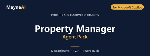 Property Manager AI agent pack for Microsoft Copilot — 10 AI assistants for a property and customer operations business, MayneAI